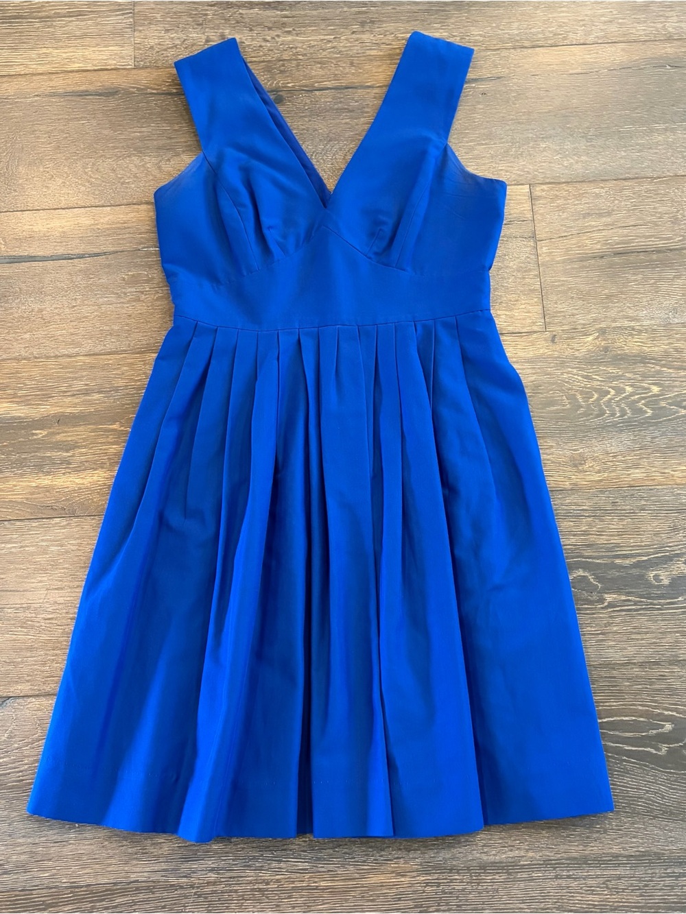 J. Crew Royal Blue V-Neck Pleated Dress